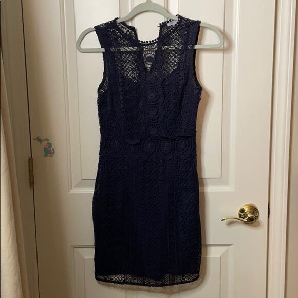 H&M navy sleeveless lace dress size 4 - Picture 3 of 10